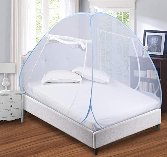 Backbone Mosquito Net, Polyester Foldable King Size Bed,Double Bed,Queen Size Bed with Free Saviours(Suitable for 6ft x 6ft to 6.9ft x 6.9ft) – White (King(Widht 190cm to 210cm), All White)